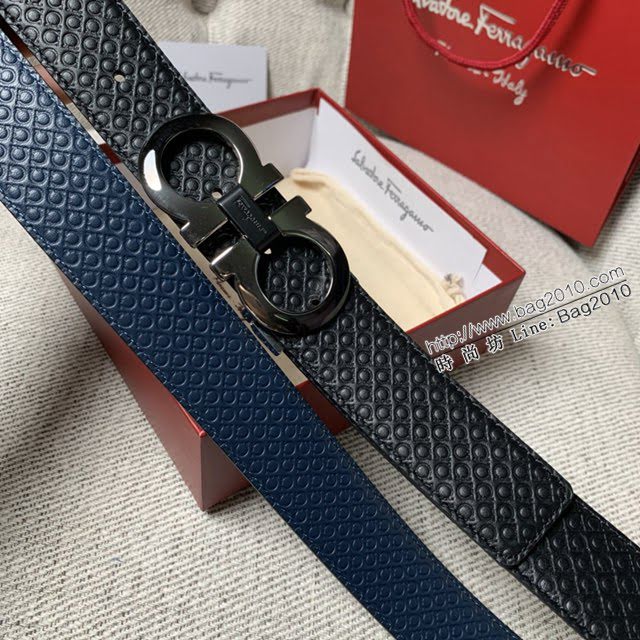 菲拉格慕男士皮帶 Ferragamo雙面牛皮紋理腰帶  jjp2053